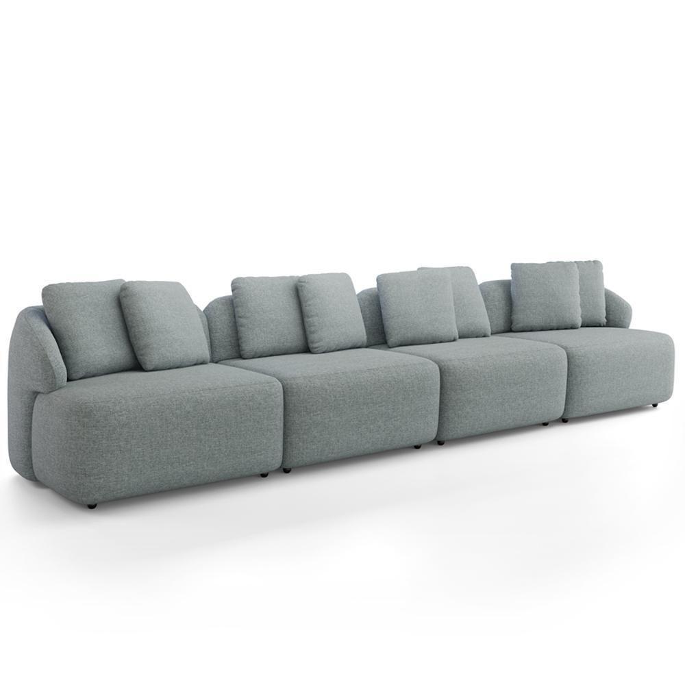 Sofá 4 Lugares Para Sala De Estar Living 314cm Arlo F04 Linho Cinza - Lyam Decor - 1