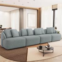 Sofá 4 Lugares Para Sala De Estar Living 314cm Arlo F04 Linho Cinza - Lyam Decor - 2