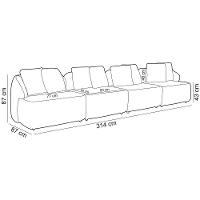 Sofá 4 Lugares Para Sala De Estar Living 314cm Arlo F04 Linho Cinza - Lyam Decor - 5