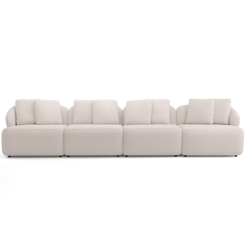 Sofá 4 Lugares Para Sala De Estar Living 314cm Arlo F04 Bouclê Bege - Lyam Decor - 3
