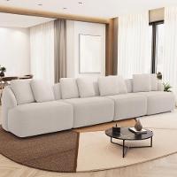 Sofá 4 Lugares Para Sala De Estar Living 314cm Arlo F04 Bouclê Bege - Lyam Decor - 2