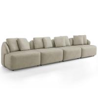 Sofá 4 Lugares Para Sala De Estar Living 314cm Arlo F04 Veludo Bege - Lyam Decor - 1