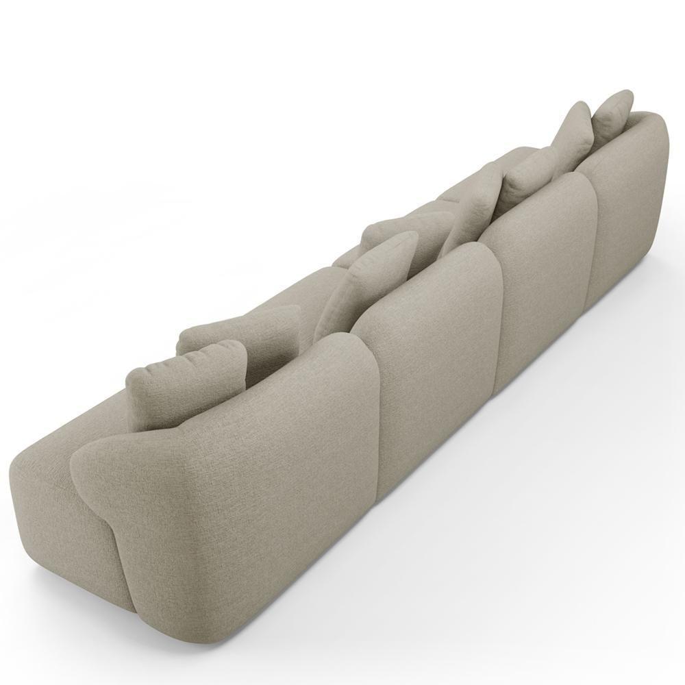 Sofá 5 Lugares Para Sala De Estar Living 394cm Arlo F04 Linho Bege - Lyam Decor - 7
