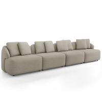 Sofá 5 Lugares Para Sala De Estar Living 394cm Arlo F04 Linho Bege - Lyam Decor - 1