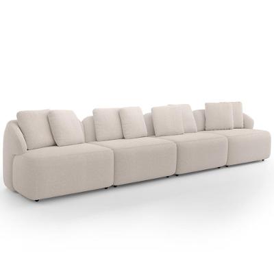 Sofá 5 Lugares Para Sala De Estar Living 394cm Arlo F04 Bouclê Bege - Lyam Decor