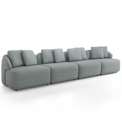 Sofá 5 Lugares Para Sala De Estar Living 394cm Arlo F04 Linho Cinza - Lyam Decor