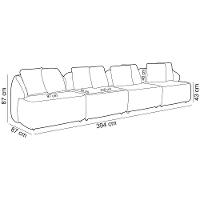 Sofá 5 Lugares Para Sala De Estar Living 394cm Arlo F04 Linho Cinza - Lyam Decor - 5