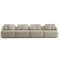 Sofá 5 Lugares Para Sala De Estar Living 394cm Arlo F04 Veludo Bege - Lyam Decor - 3