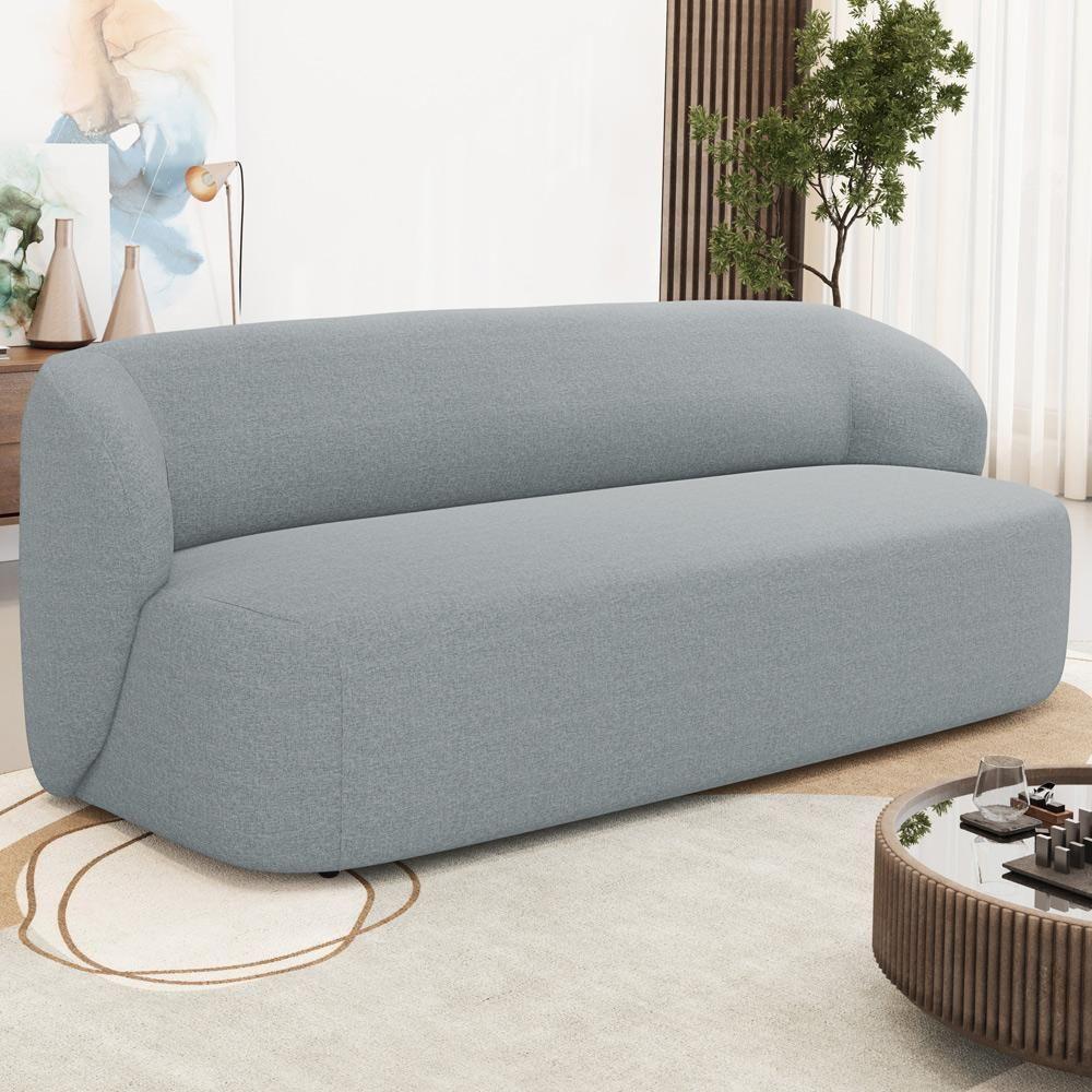 Sofá 2 Lugares Orgânico Para Sala De Estar Living 170cm Heidy F04 Linho Cinza - Lyam Decor - 2