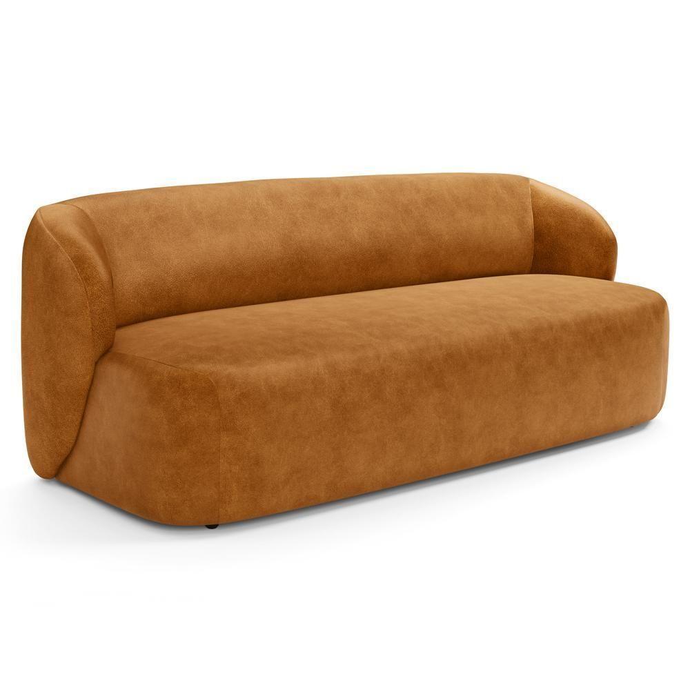 Sofá 2 Lugares Orgânico Para Sala De Estar Living 170cm Heidy F04 Couríssimo Whisky - Lyam Decor - 1