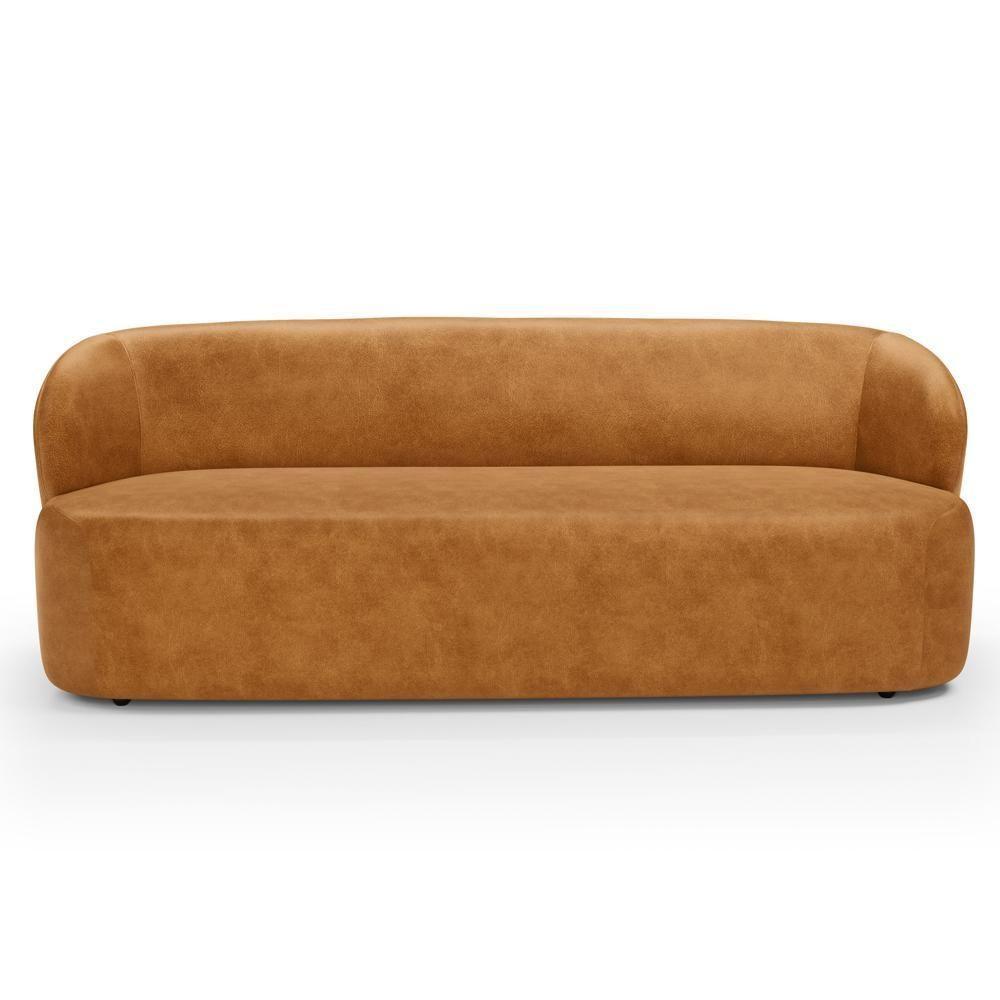 Sofá 2 Lugares Orgânico Para Sala De Estar Living 170cm Heidy F04 Couríssimo Whisky - Lyam Decor - 3