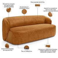 Sofá 2 Lugares Orgânico Para Sala De Estar Living 170cm Heidy F04 Couríssimo Whisky - Lyam Decor