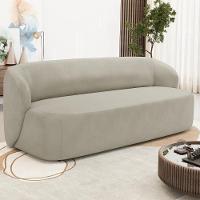 Sofá 2 Lugares Orgânico Para Sala De Estar Living 170cm Heidy F04 Veludo Bege - Lyam Decor - 2