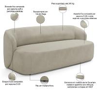 Sofá 2 Lugares Orgânico Para Sala De Estar Living 170cm Heidy F04 Veludo Bege - Lyam Decor