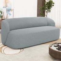 Sofá 3 Lugares Orgânico Para Sala De Estar Living 205cm Heidy F04 Linho Cinza - Lyam Decor - 2