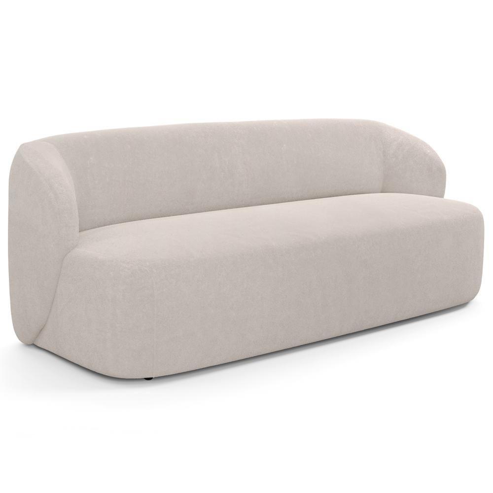 Sofá 3 Lugares Orgânico Para Sala De Estar Living 205cm Heidy F04 Bouclê Bege - Lyam Decor - 1