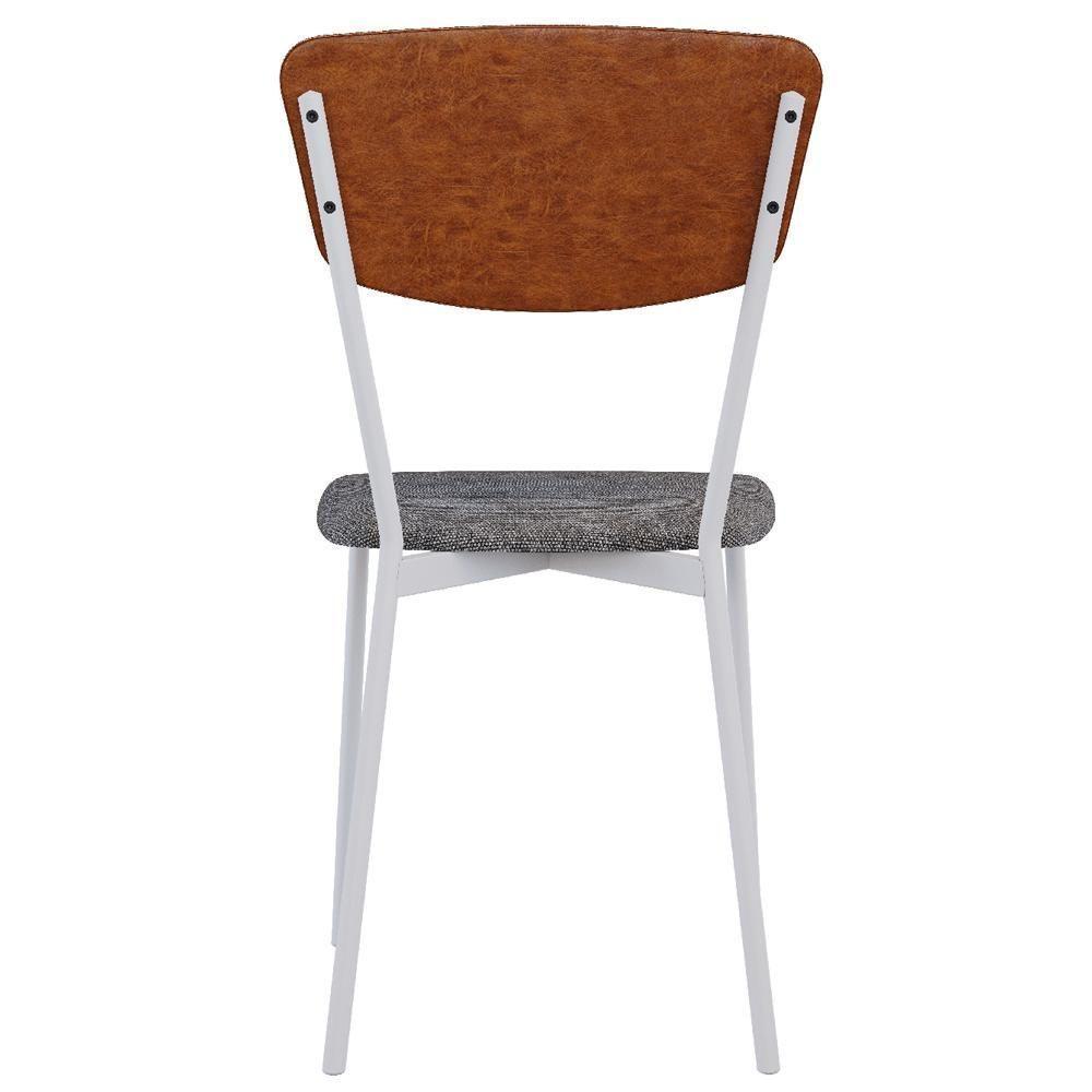 Cadeira Estofada Para Sala De Jantar Village Branco C01 Linho Prata Courino Caramelo - Lyam Decor - 7