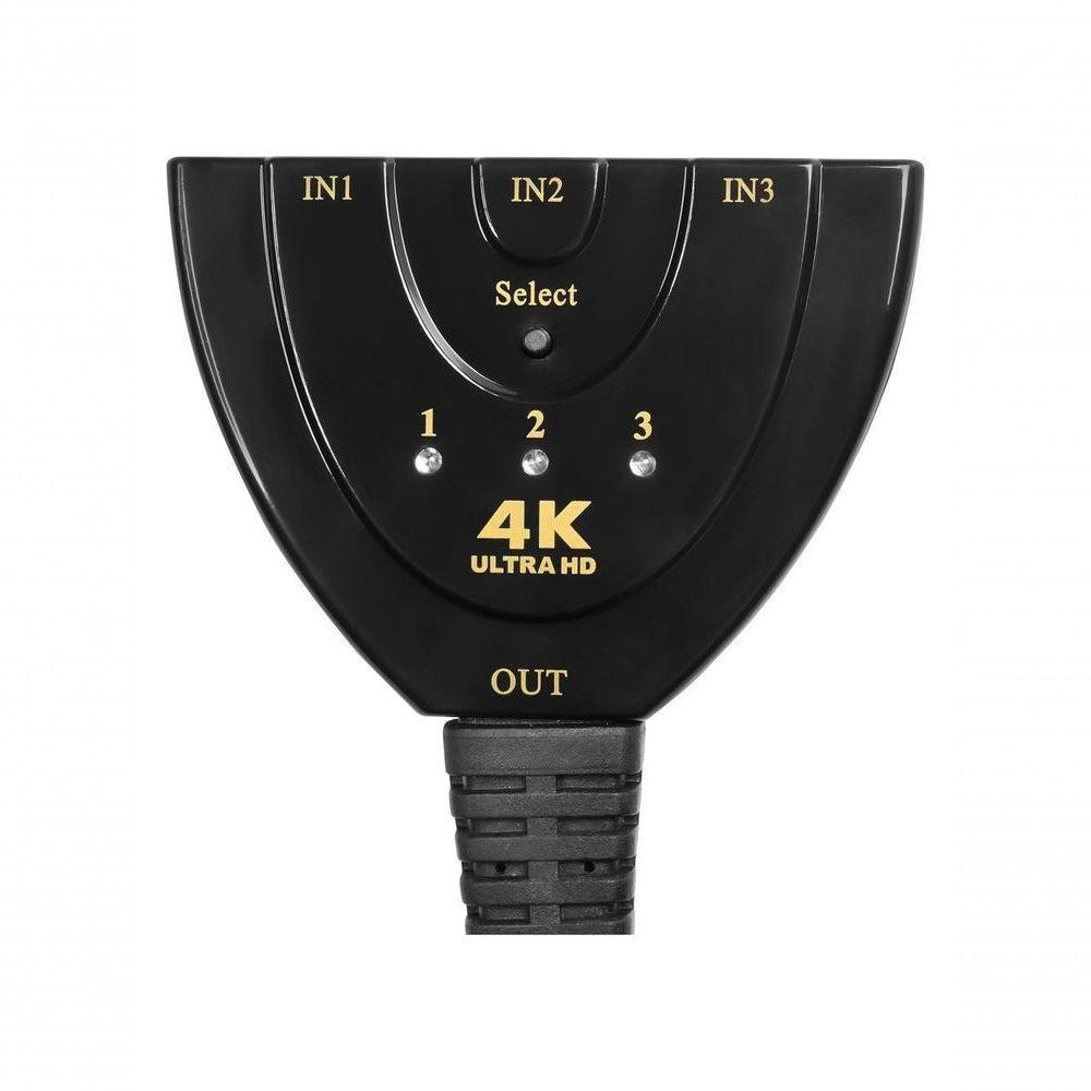 Chave Seletora Hub Hdmi Evus C-079 3 Entradas X 1 Saida - 3