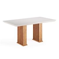 Mesa Sala De Jantar Tampo Com Vidro Mond 1,60m Madeirado/off White Viero - 1