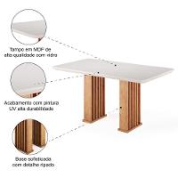 Mesa Sala De Jantar Tampo Com Vidro Mond 1,60m Madeirado/off White Viero - 3