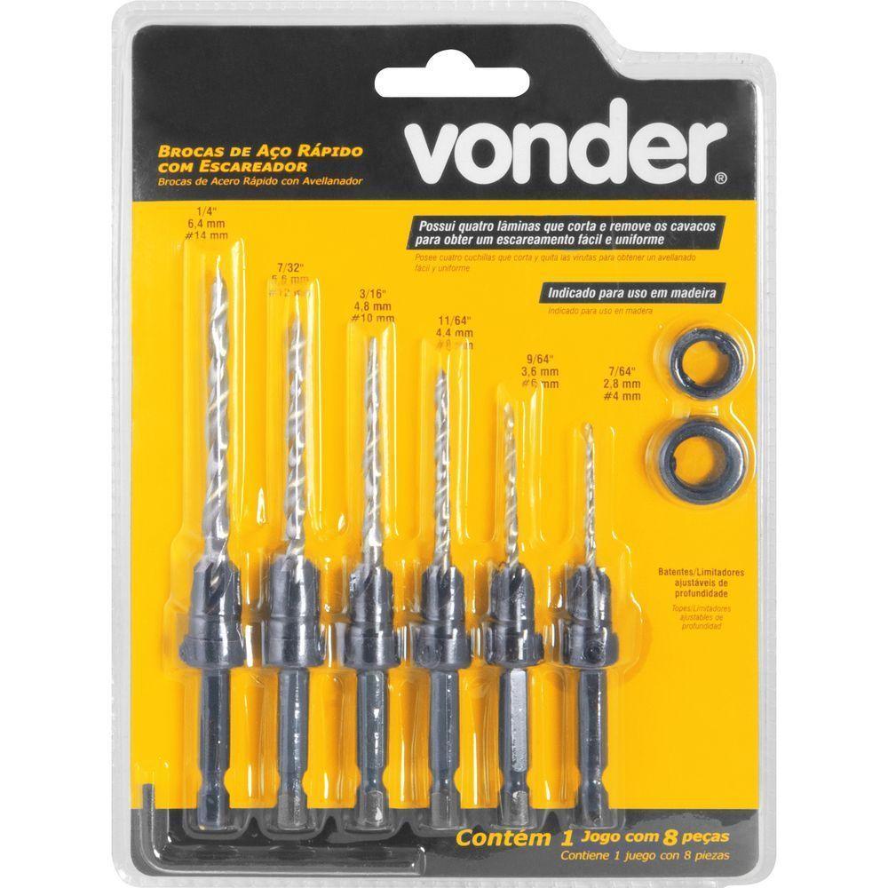 Jogo Brocas Com Escariador 7-64'' à 1-4'' 8 Pçs Vonder - 3