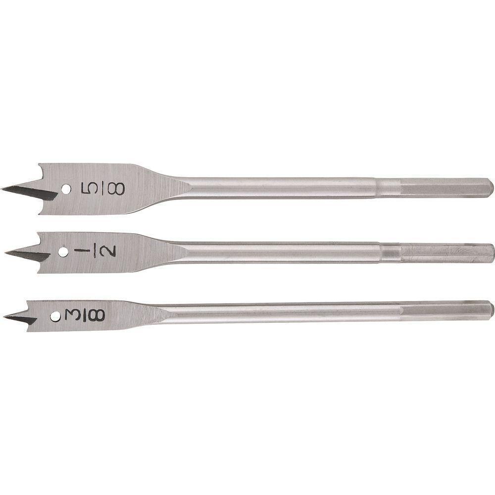 Jogo Broca Chata Aço Carbono 3-8 -1-2 -5-8 Madeira Vonder - 1