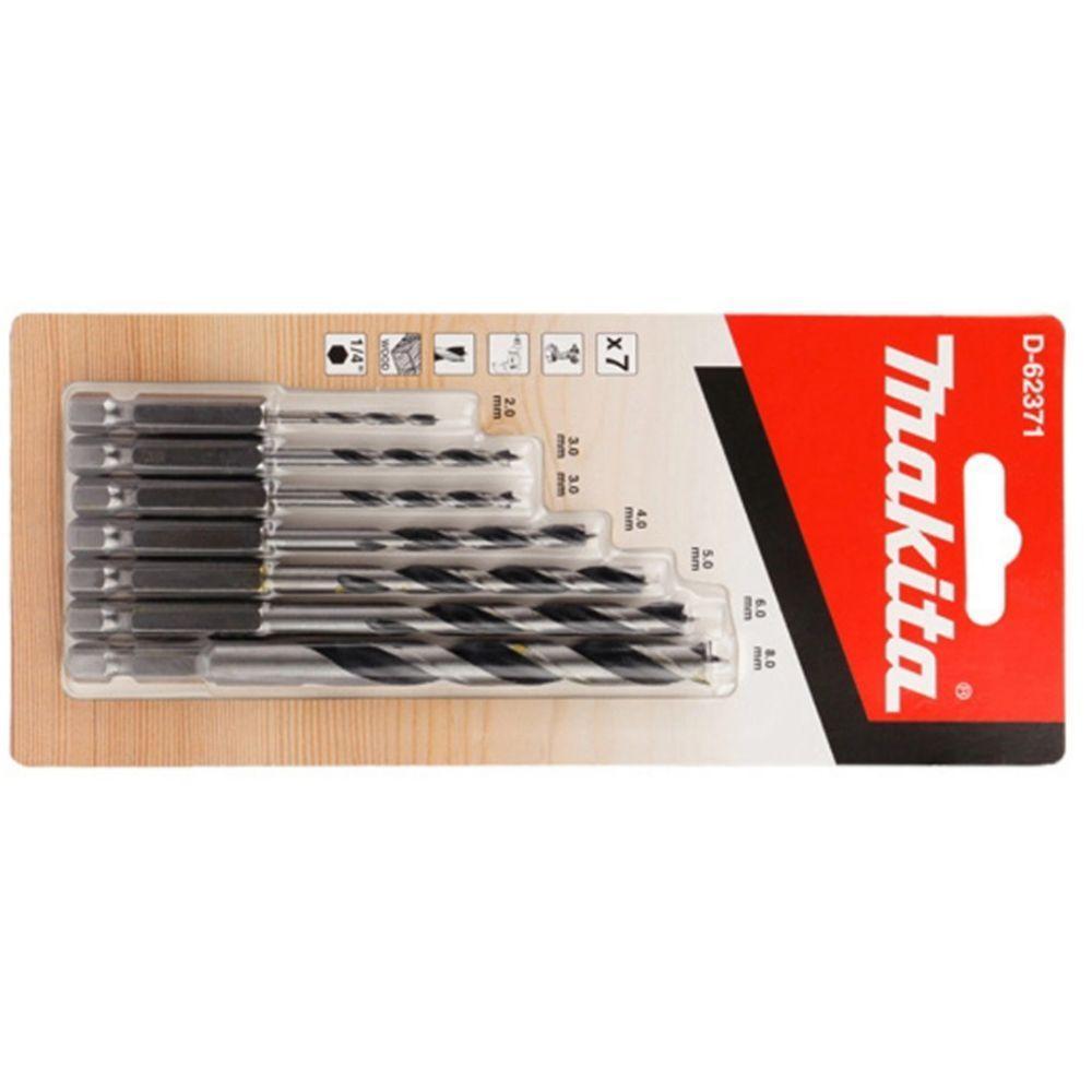 Kit De Brocas 3 Pontas Madeira Hexagonal 1-4 7 Peças Makita - 2