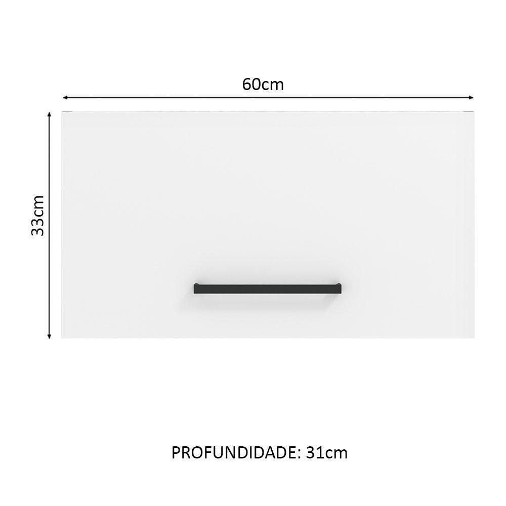 Armário Aéreo 60 Cm 1 Porta Basculante Branco Branco - 8