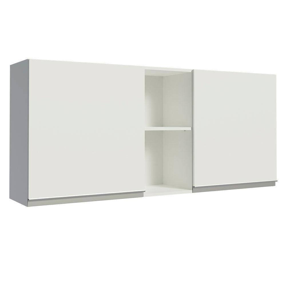 Armário Aéreo 150 Cm 2 Portas E 2 Nichos Branco Branco - 2