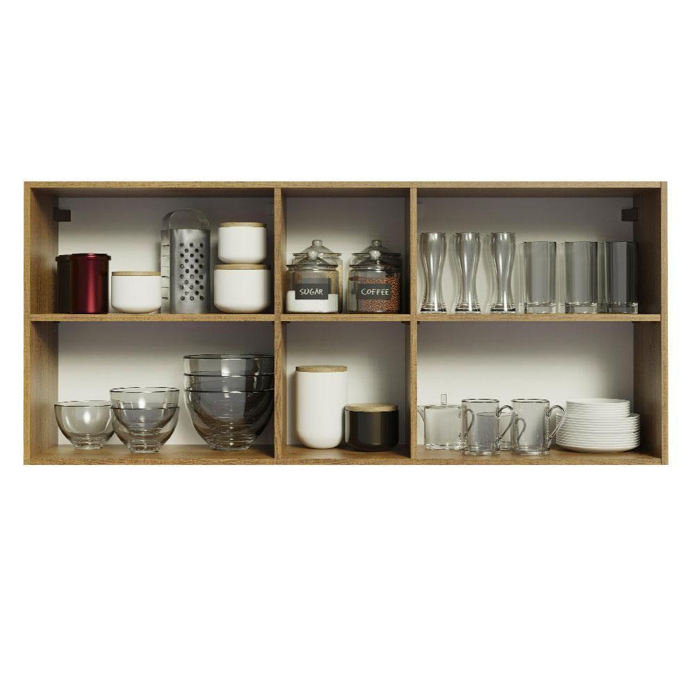 Armário Aéreo 150 Cm 2 Portas E 2 Nichos Rustic/branco - 8