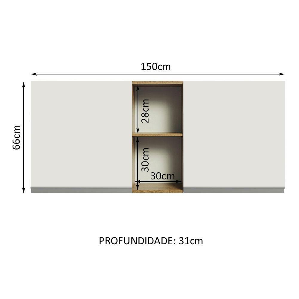 Armário Aéreo 150 Cm 2 Portas E 2 Nichos Rustic/branco - 10