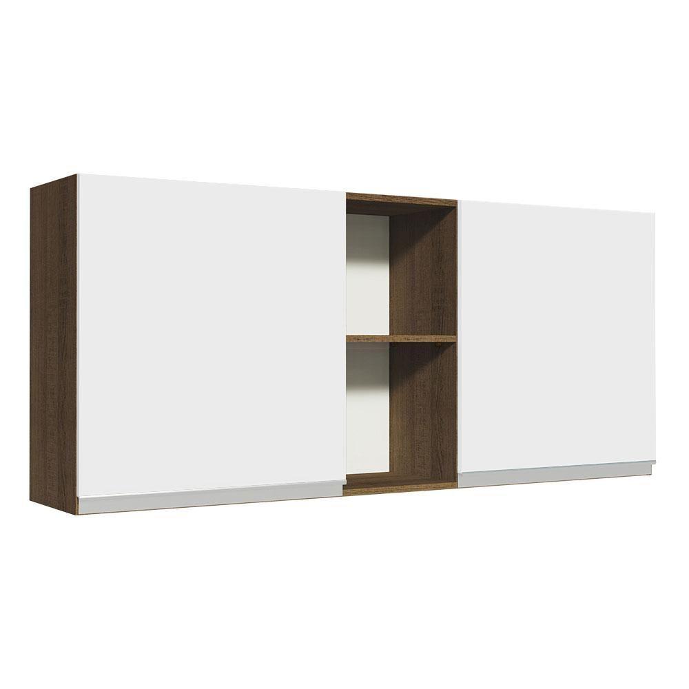 Armário Aéreo 150 Cm 2 Portas E 2 Nichos Rustic/branco - 1