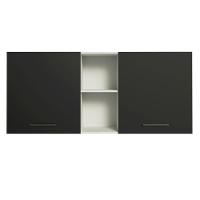 Armário Aéreo 150 Cm 2 Portas E 2 Nichos Branco/Preto - 3