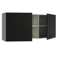 Armário Aéreo 150 Cm 2 Portas E 2 Nichos Branco/Preto - 7