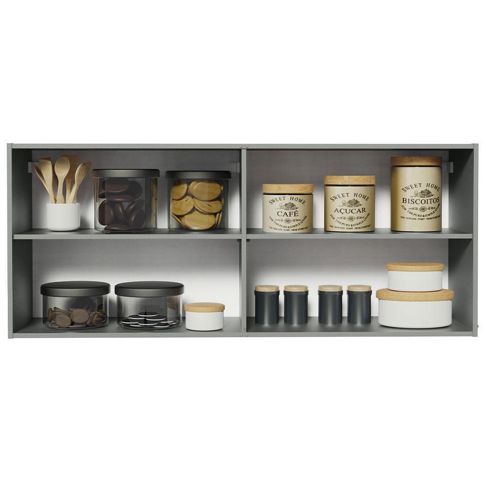 Armário Aéreo 120 X 50 Cm 2 Portas Nice Madesa Cinza - 4