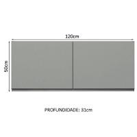 Armário Aéreo 120 X 50 Cm 2 Portas Nice Madesa Cinza - 8