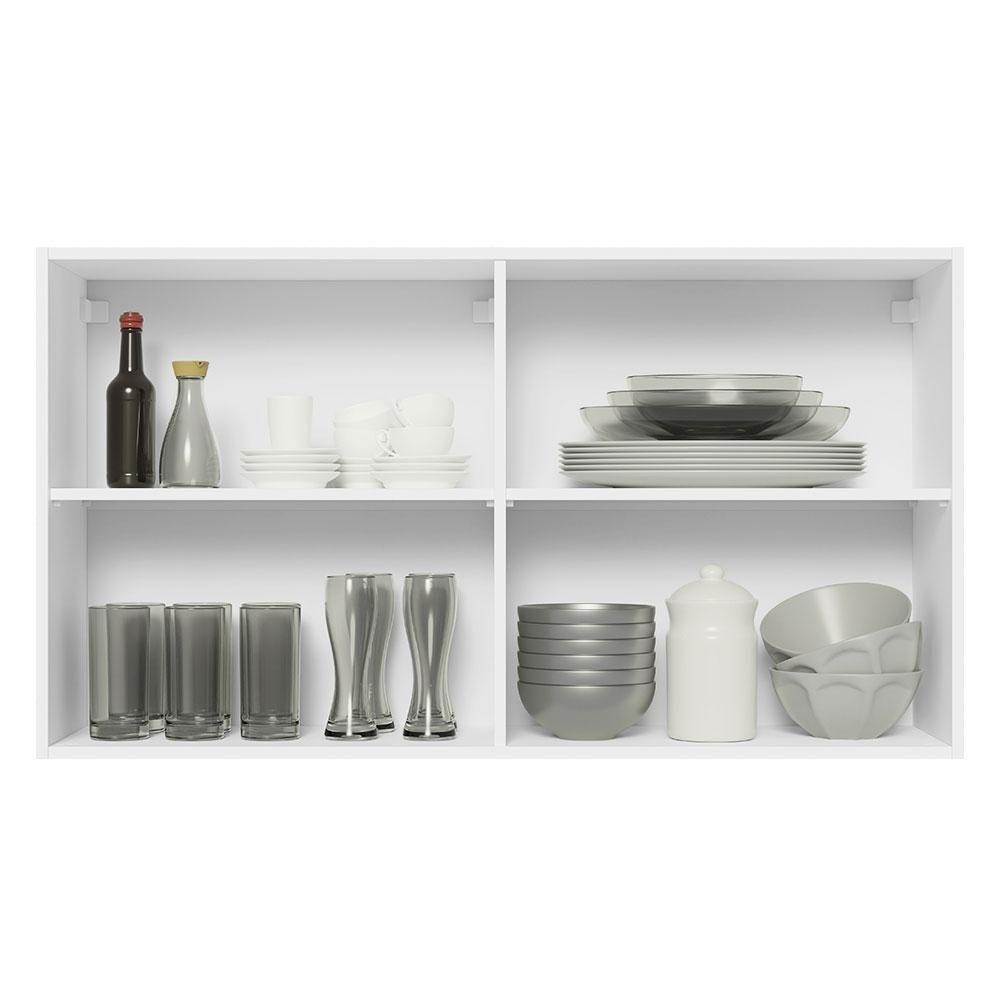 Armário Aéreo 100% Mdf 120 Cm 2 Portas Vidro Reflex Branco/ - 7