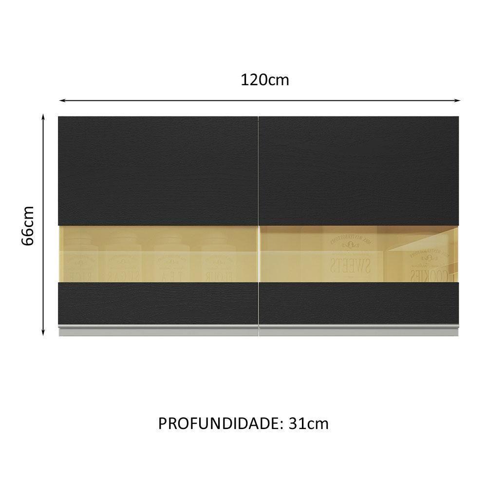 Armário Aéreo 100% Mdf 120 Cm 2 Portas Vidro Reflex Branco/ - 8