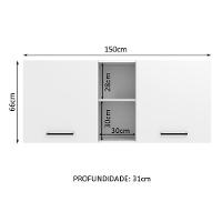 Armário Aéreo 150 Cm 2 Portas E 2 Nichos Branco Branco - 8