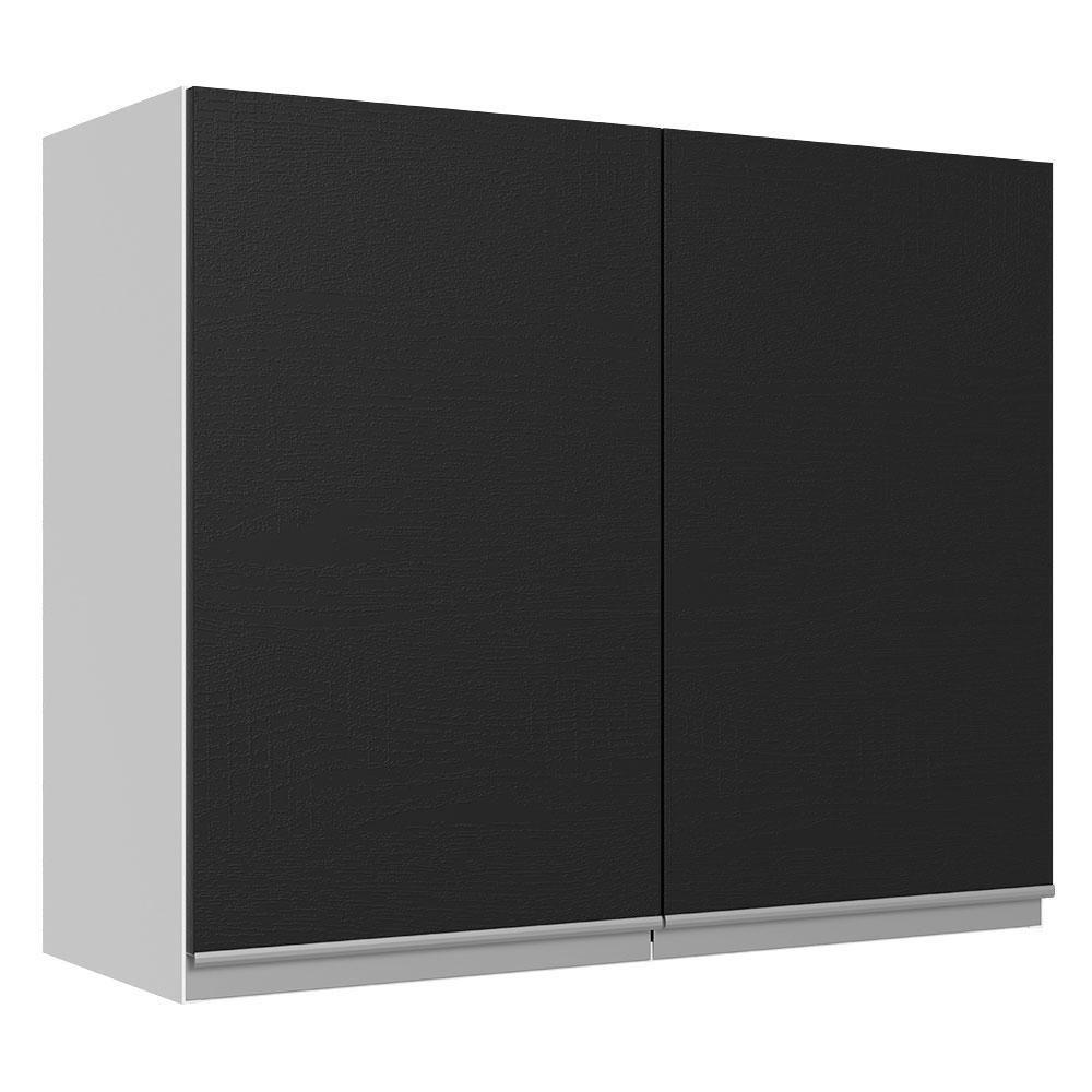 Armário Aéreo 100% Mdf 80 Cm 2 Portas Branco/preto Acordes - 1