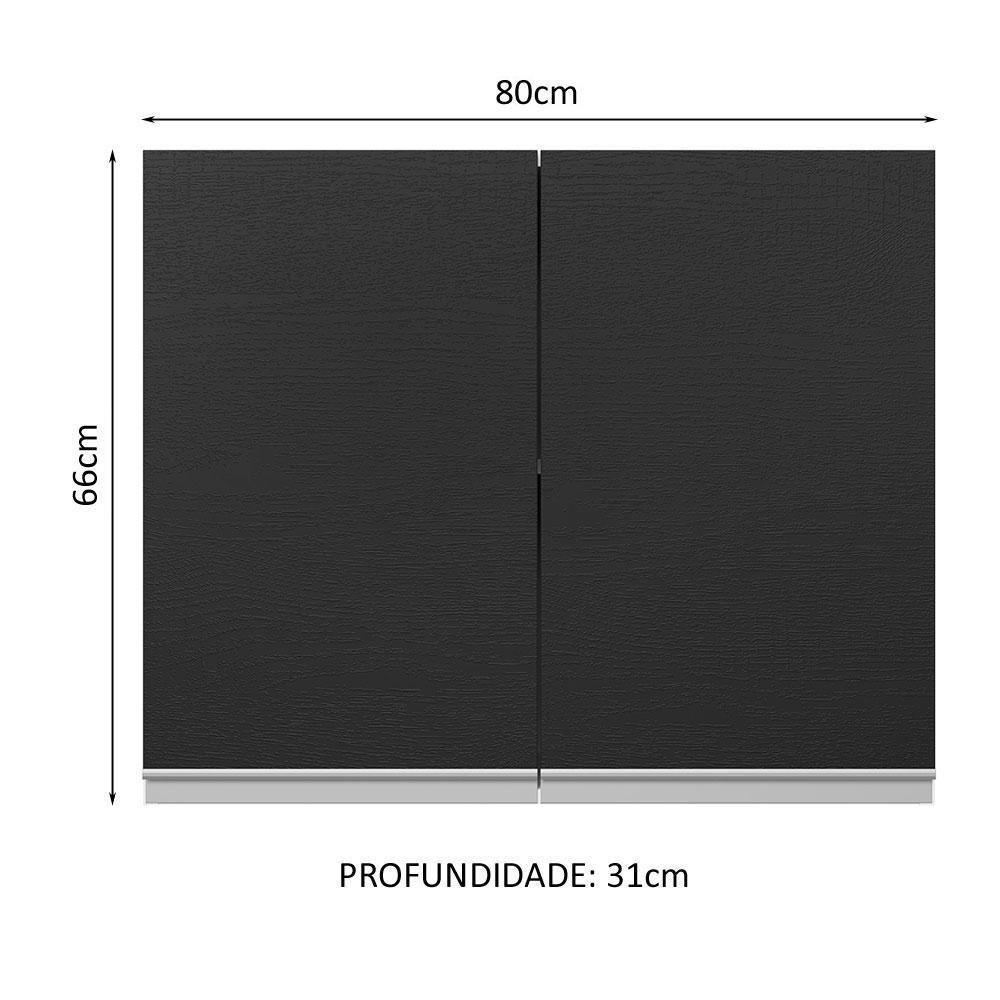 Armário Aéreo 100% Mdf 80 Cm 2 Portas Branco/preto Acordes - 8