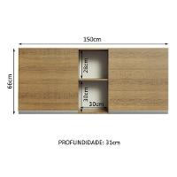 Armário Aéreo 150 Cm 2 Portas E 2 Nichos RusticRustic - 9