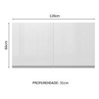 Armário Aéreo Madesa Acordes 100% MDF 120 Cm Portas Branco Brilho - 2