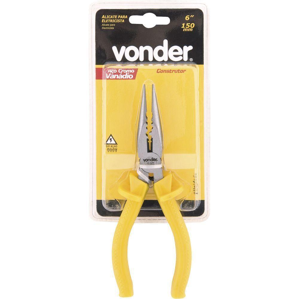 Alicate Bico Meia Cana 6" Reto Vanádio Isol. 1000v Vonder - 2