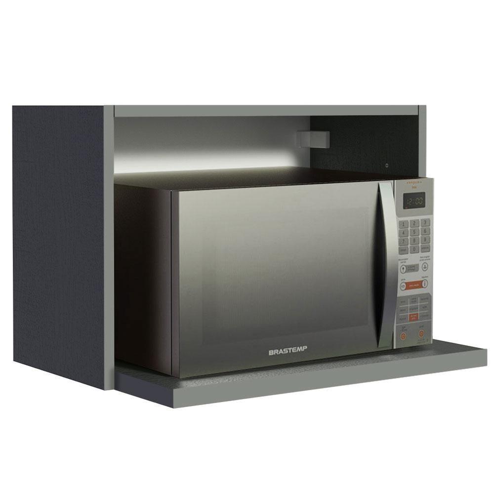 Armário Aéreo 60 Cm Com Nicho Para Forno Cinza Nice Cinza - 6