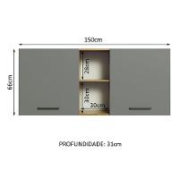 Armário Aéreo 150 Cm 2 Portas E 2 Nichos Rustic/Cinza - 9