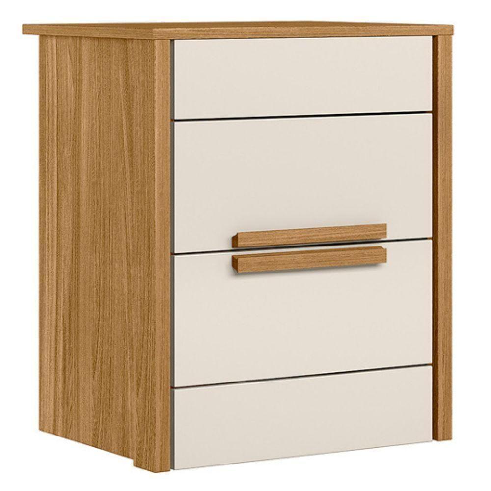 Mesa De Cabeceira Dhara 2 Gavetas 51 Cm Freijo Off White Moval Freijo Off White - 1