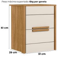 Mesa De Cabeceira Dhara 2 Gavetas 51 Cm Freijo Off White Moval Freijo Off White - 3