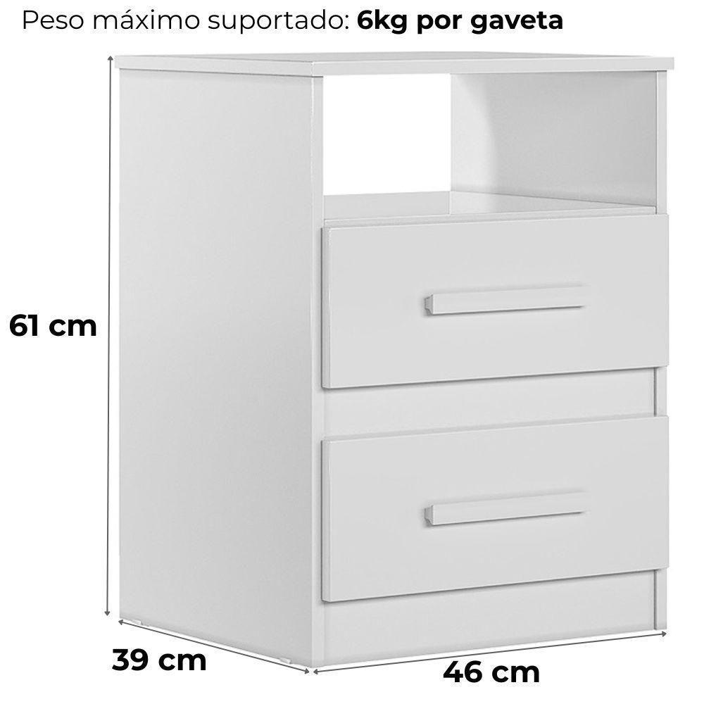 Mesa De Cabeceira Apolo 2 Gavetas 46 Cm Branco Flex Moval Branco Flex - 3