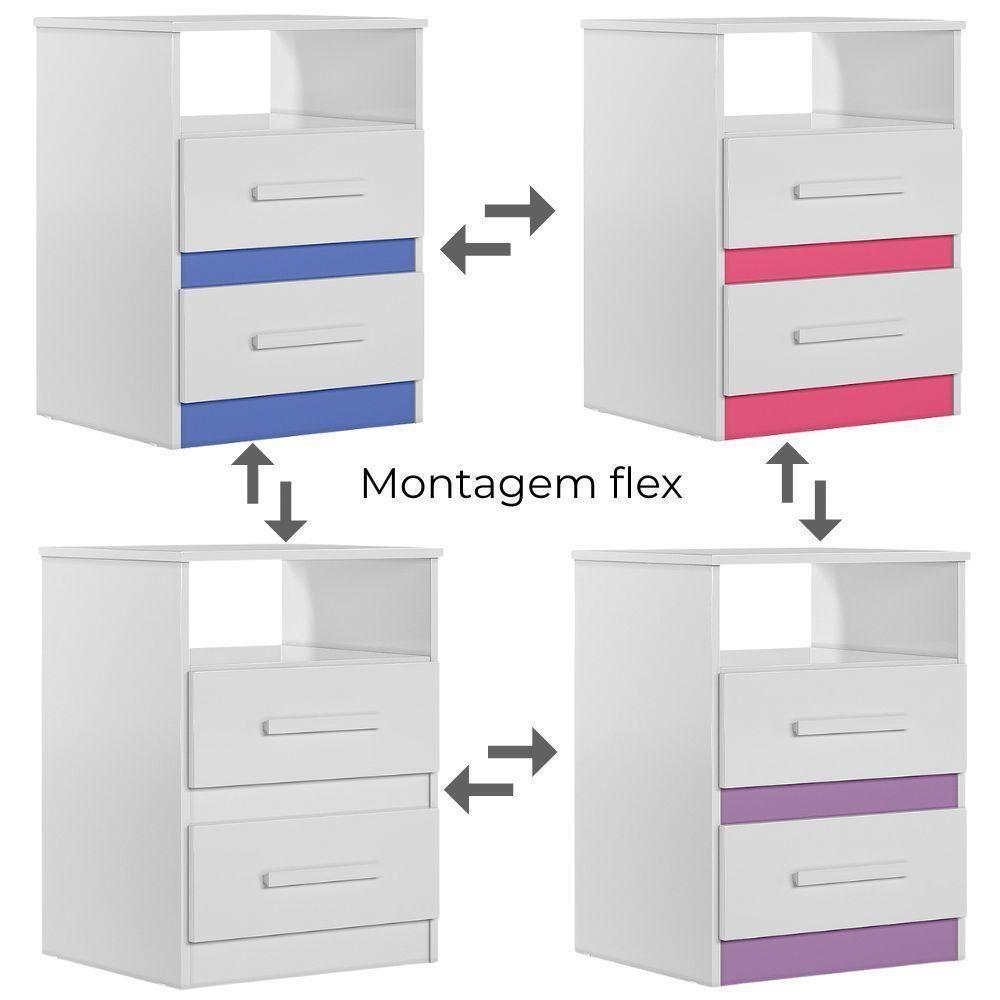 Mesa De Cabeceira Apolo 2 Gavetas 46 Cm Branco Flex Moval Branco Flex - 4